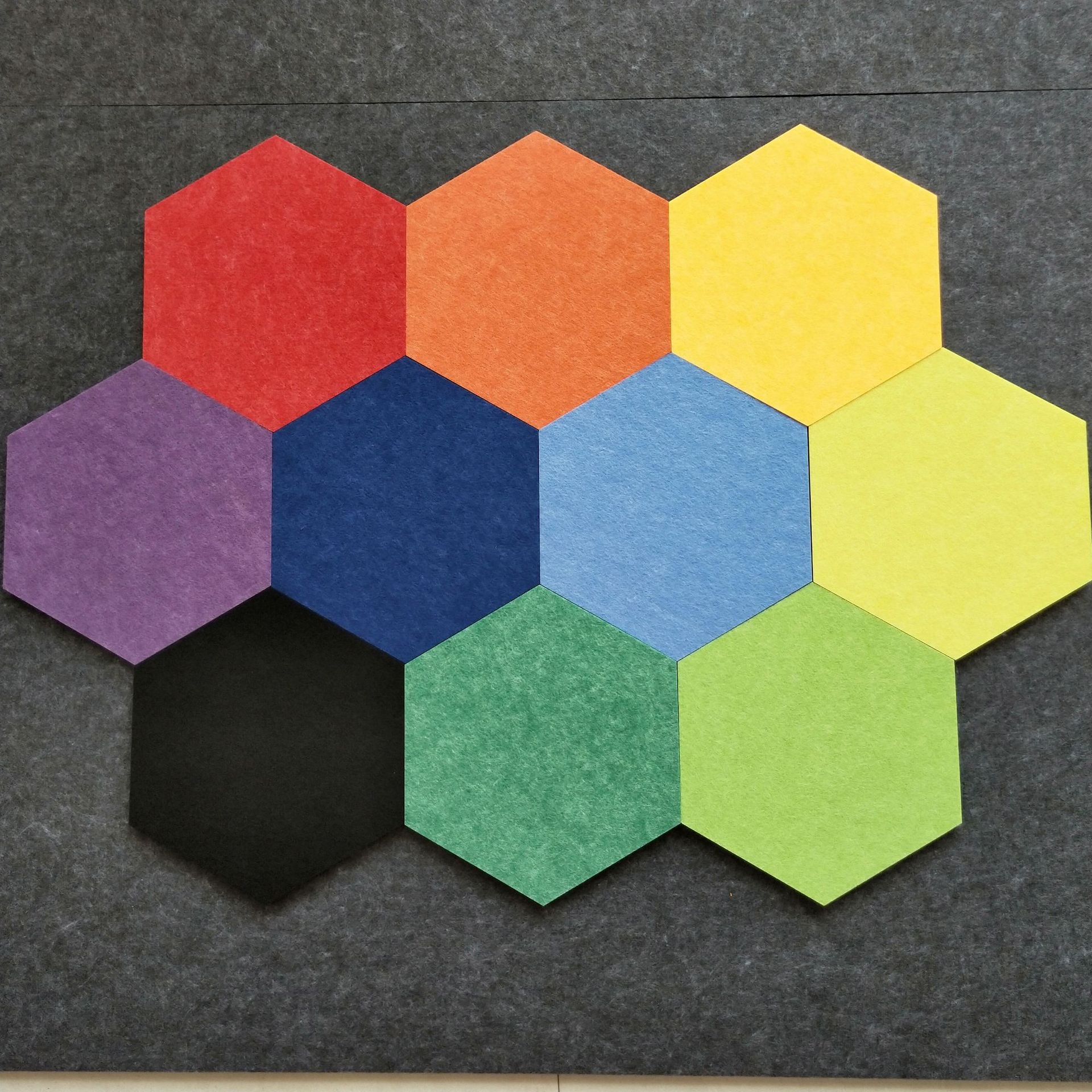 Picture of Cross-border color felt board hexagonal message board self-adhesive wall stickers felt hexagonal display background wall sound insulation board