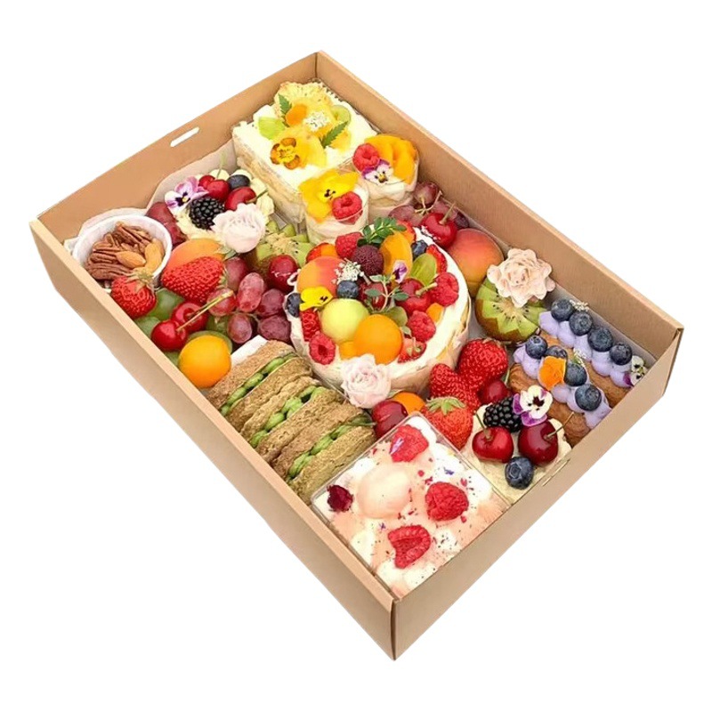 Internet Celebrity Kraft Paper Camping Style Picnic Box Spring Outing Packaging Box Afternoon Tea Bento Cake Box Light Food Window Paper Box