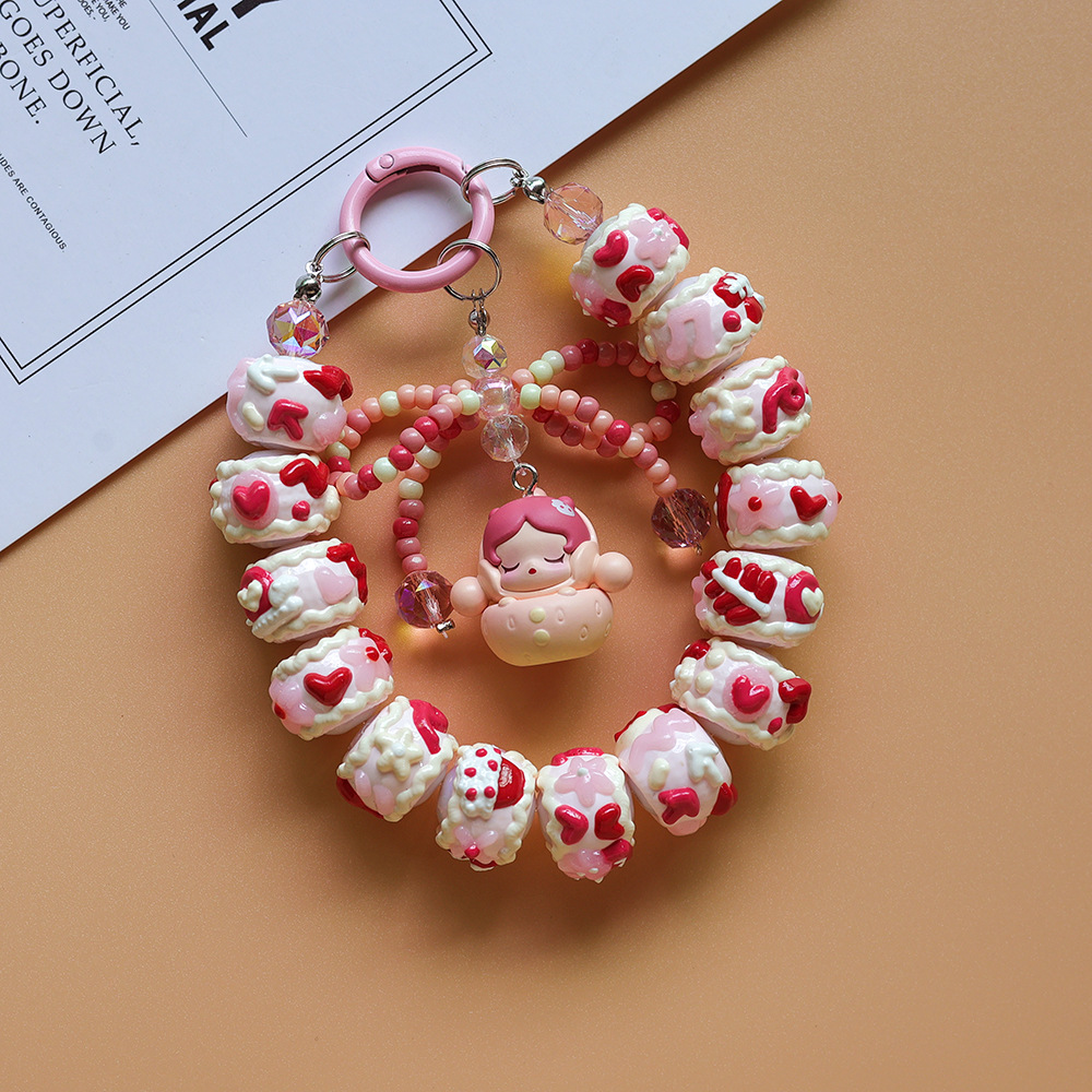 genuine goods Bubble Mart Cute Strawberry Series Heavy Oil Hand-painted Beads Hanging Chain Keychain Bag Pendant Live Explosions