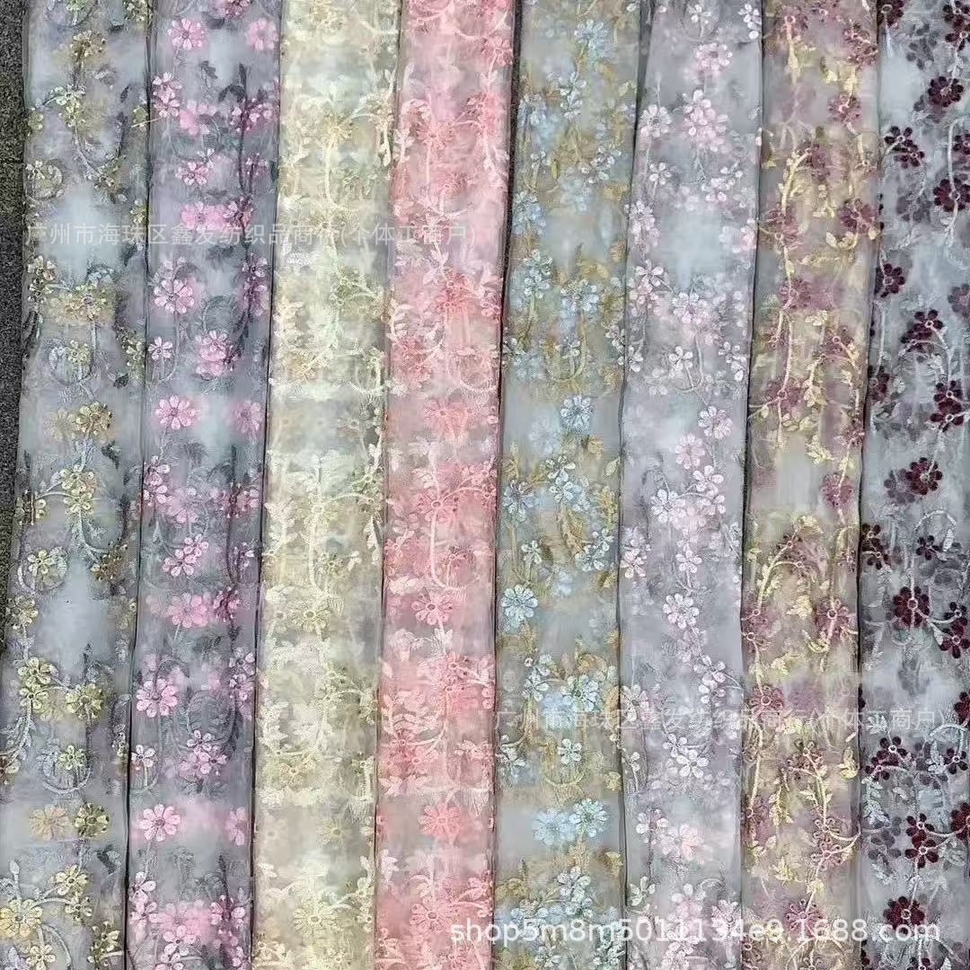 Two-Color Morning Glory Mesh Embroidered Fabric Ready-Made Embroidered Dress DIY Mesh Embroidered Lace Fabric