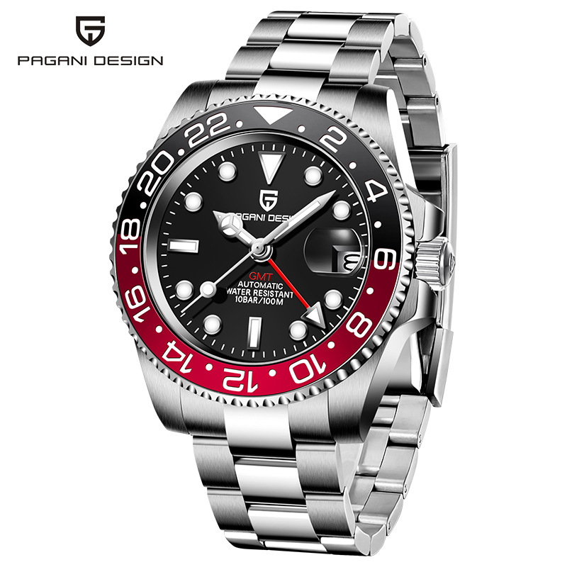 Picture of PAGANI bojiani fashion Men's automatic mechanical watch GMT two hour clock luminous calendar watch 1662