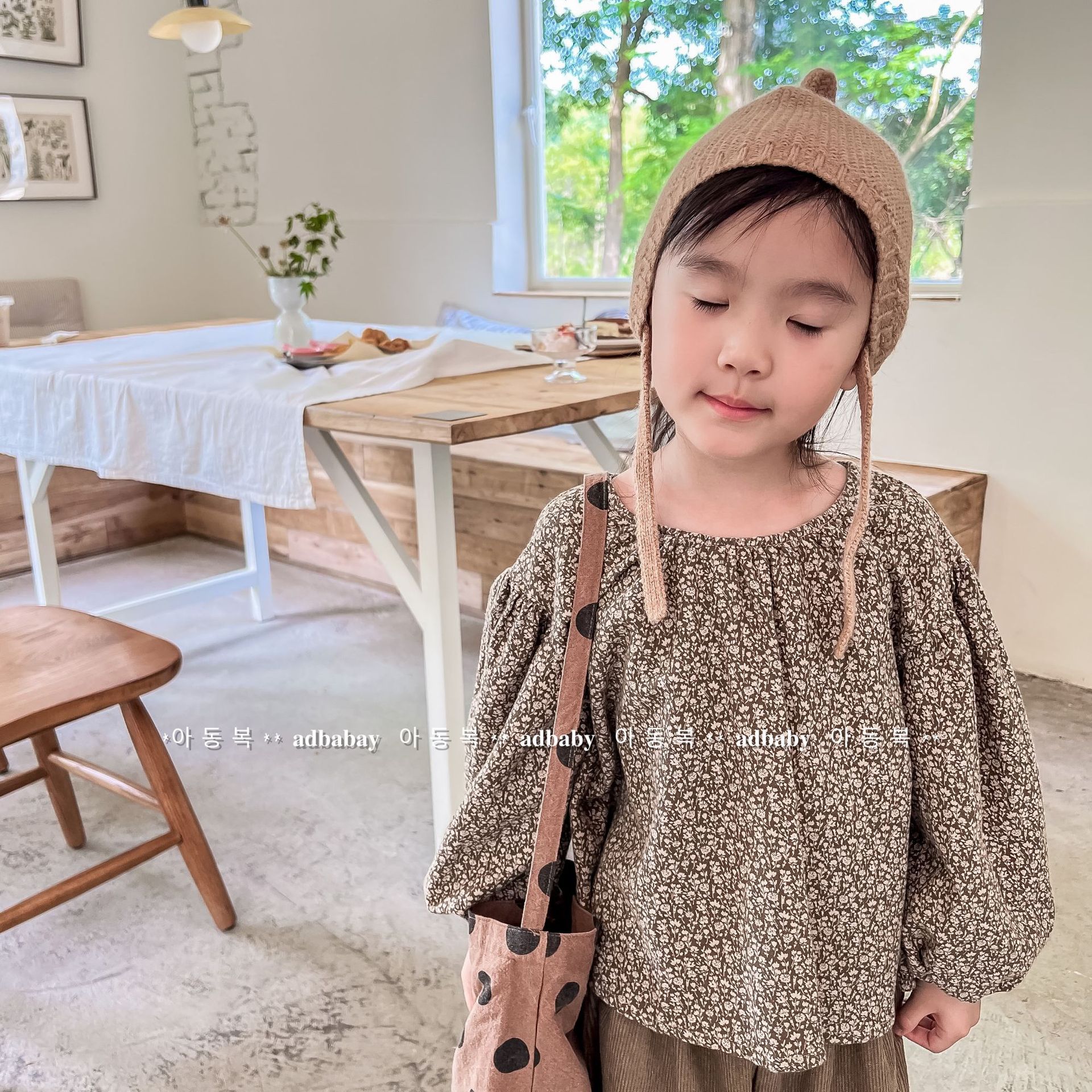 Picture of 2025 Children's Clothing Autumn New Girls Spring and Autumn Clothing Korean Style Small Floral Puff Sleeve Shirt Shirt 122555