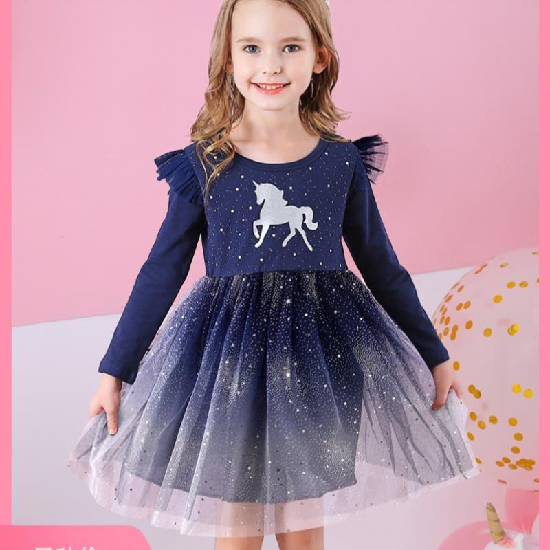 Girls' dress Autumn New Western style children's spring and autumn dress little girl's long sleeve princess dress cotton children's clothing fashion