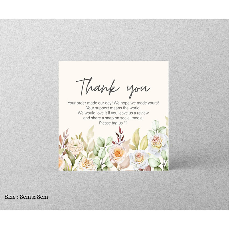 Picture of 30 Sheets/Pack Square Simple Thank You Cards Coated Paper Business Cards Gift Packaging Decorative Cards English Mini Thank You Cards