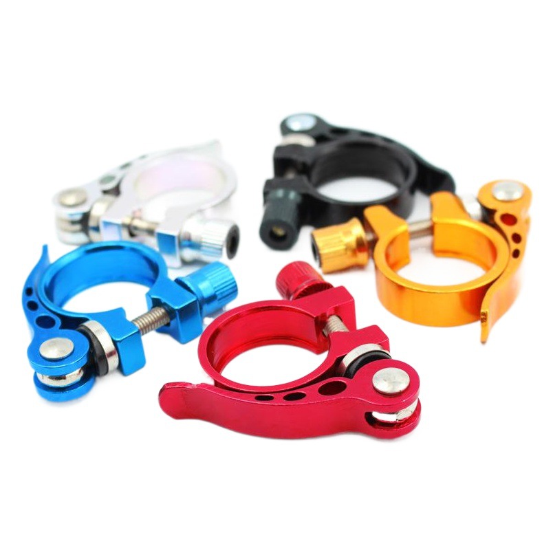 Bicycle Seat Tube Clamp Mountain Bike 28.6/31.8mm Seat Tube Quick Release Lock Clamp Fixed Lock Frame Aluminum Alloy Tube Clamp