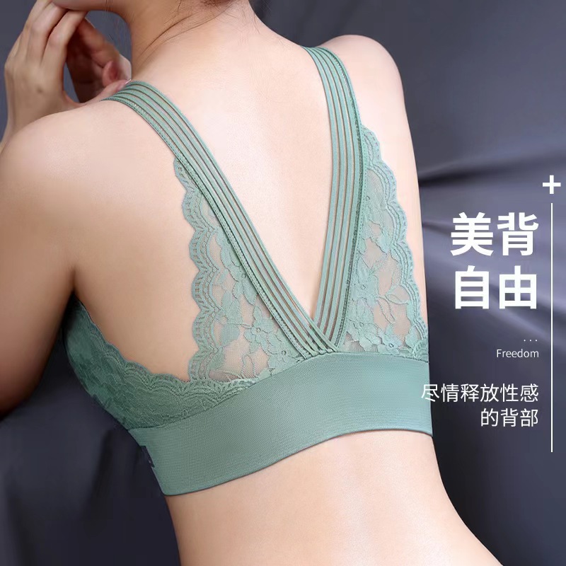 Picture of Beauty back lace wrapped chest beauty back seamless big chest show small breast contracting breast plus size anti-exposure bottoming wrapped chest female bra