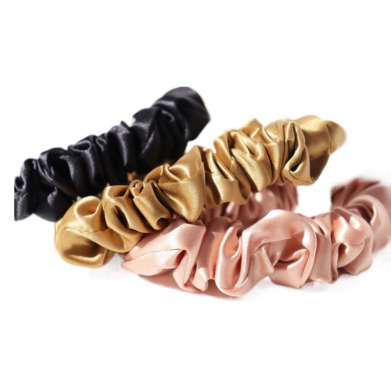 Cross-Border 1cm Small 22mm Mulberry Silk Bright Silk Hair Tie Large Intestine Silk Hair Rope Silk Hair Tie