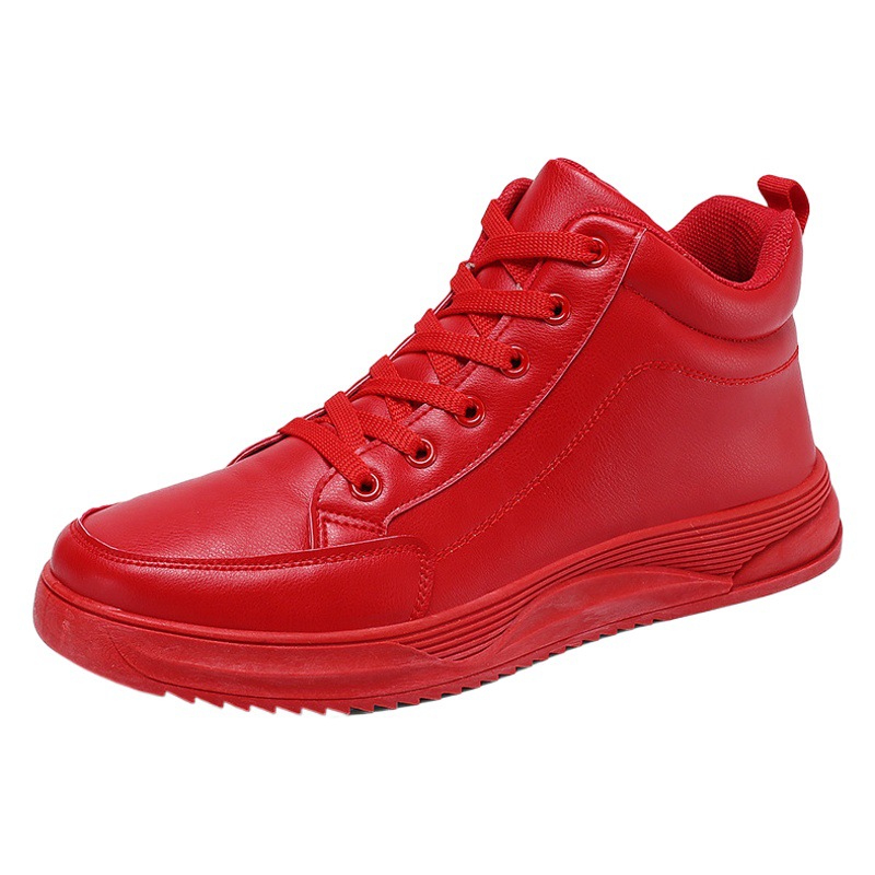 Men's shoes plus size autumn and winter New Board shoes leather trendy all-match mid-high top casual leather shoes sports couple shoes men's