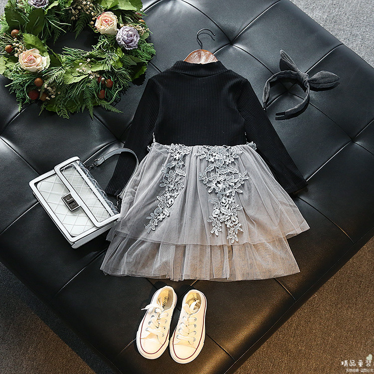 Picture of 2024 Spring and Autumn New Korean Style Fashion Knitted Sweater Dress Girls Long Sleeve Knitted Gauze Dress Ready in Stock