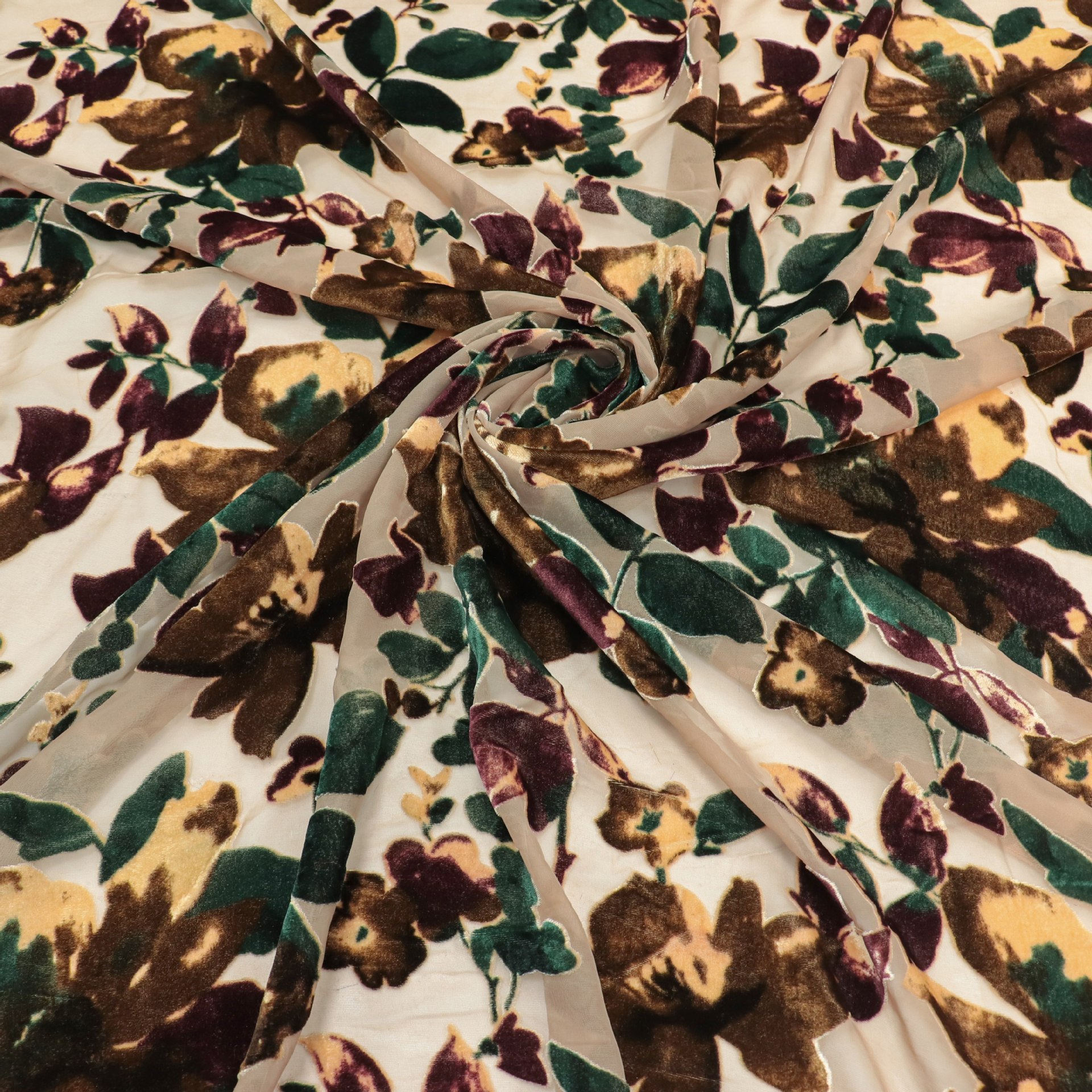 Picture of Factory Wholesale Woven Velvet Brocade Viscose Printed Burnt Flower Velvet Fabric Nightgown Dress Cheongsam