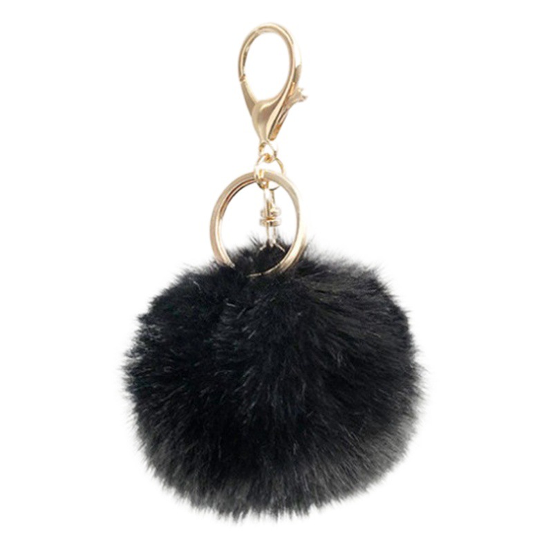 New Imitation Lazy Rabbit Plush Ball with Key Chain Embryo Fluffy Artificial Fur Pom Key Chain DIY Jewelry Accessories