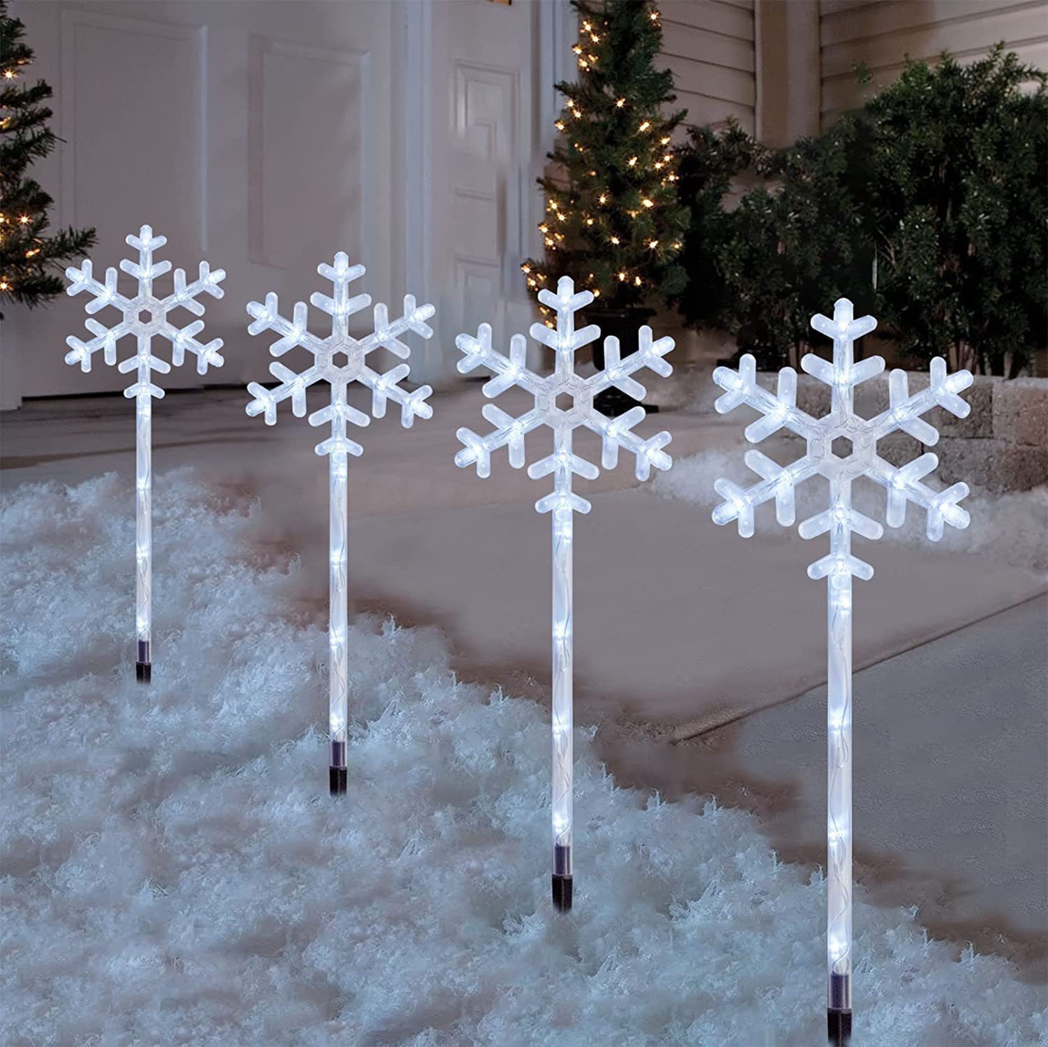2024 Christmas ground-inserted five-pointed star light snowflake light Christmas tree light Santa Claus light solar lawn light