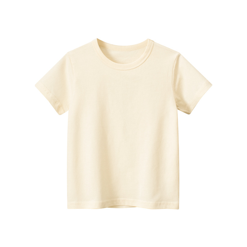 Picture of 27Kids Kidsren's Clothing Summer 2025 Kidsren's Short-Sleeved T-Shirt Advertising Shirt Korean Style Pure Color Unpatterned Kidsren's Clothing