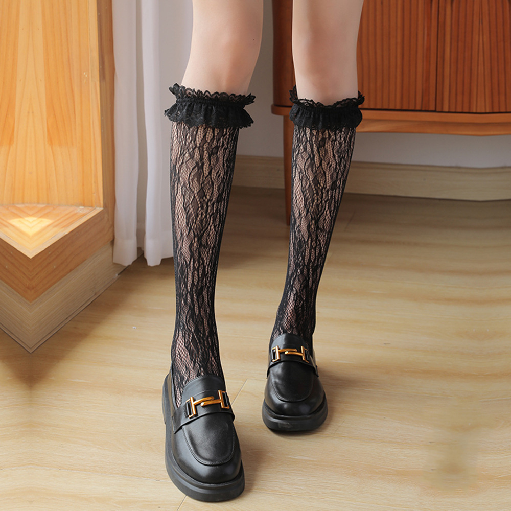Picture of Internet Celebrating Halloween Nets Skull Spider Web Hollow Fishnet Stockings Pure White Silk Stockings Sexy Black Silk