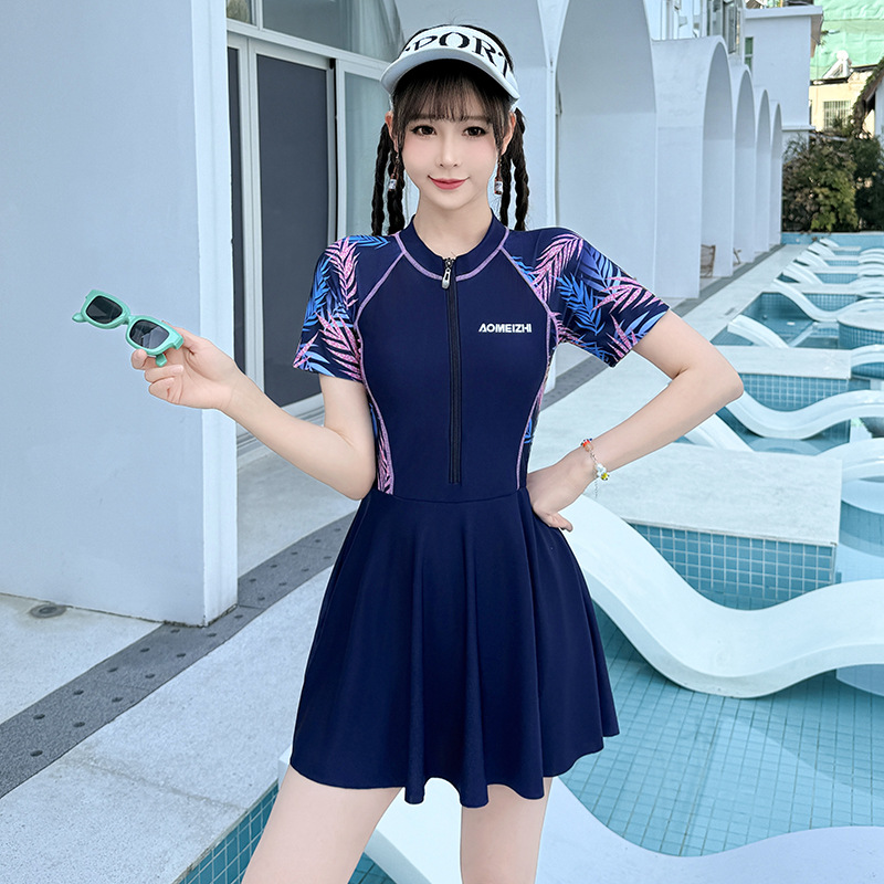 Picture of Swimsuit for Women 2025 New Slim and Conservative Student Swimming Pool Special Training Vacation Split Swimsuit Quick-Drying