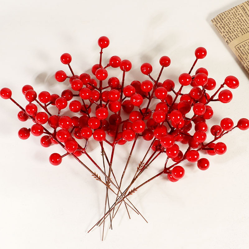 Picture of Simulated Fortune Fruit, Holly Fruit, Red Fruit, Auspicious Red Berries, Wedding Home Christmas Decoration, Cross-Border Wholesale Wedding