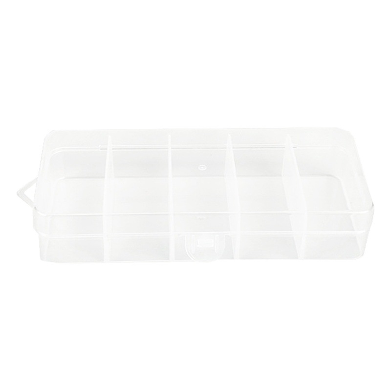 One-piece buckle fixed 5-compartment rectangular storage box diy handmade parts plastic packaging box stationery earplug storage box