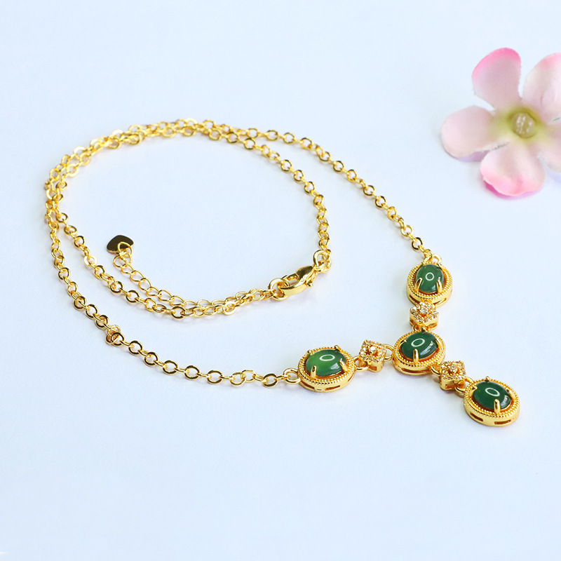 Picture of Juanyu Natural A-Grade Jade Necklace Blue Water Jade Collarbone Chain Kuaishou Douyin Live Wholesale Fc5062401L