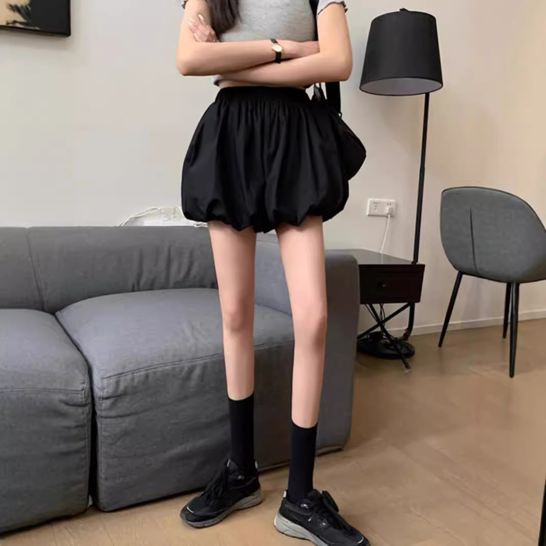 Picture of Short Skirt Wide Leg Bud Casual Staggered Waist Pants Slimming Loose Pumpkin Pants Bloomers Shorts Women's Summer 2024
