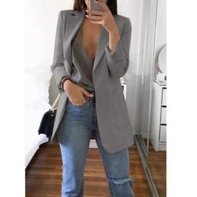 Picture of AliExpress WISH2020 New Spring and Autumn Hot Women's Long Sleeve Solid Color Pocket Cardigan Small Suit Jacket