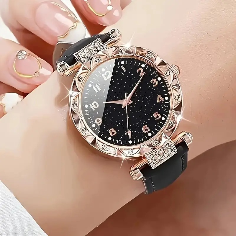 Picture of Fashion Ladies Watch 4 pcs/set Elegant Quartz Watch Luxury Rhinestone Wristwatch and Jewelry suit Women Watch