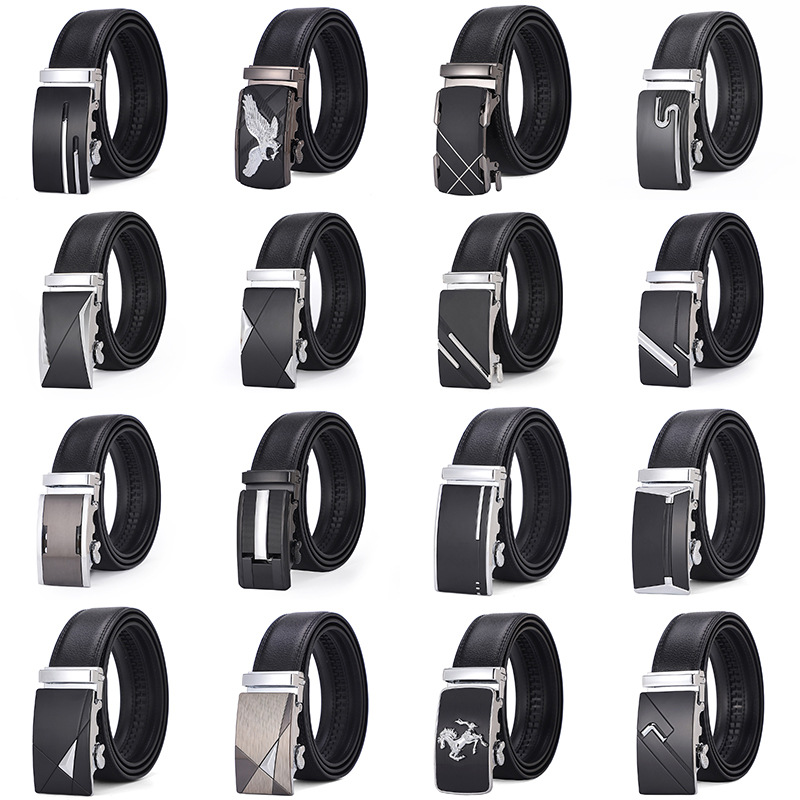 A generation of hair leather belt men's alloy automatic buckle fashion commuter men's belt genuine factory outlet