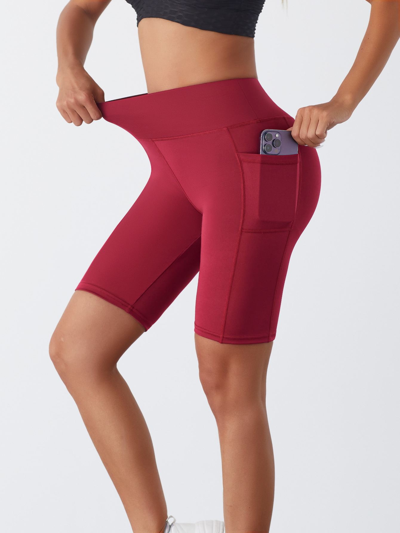 Picture of Cross-border Mobile Phone Pocket Pants High Waist Elastic Slim-fit Slimming Running Sports Yoga Pants Multicolor in stock