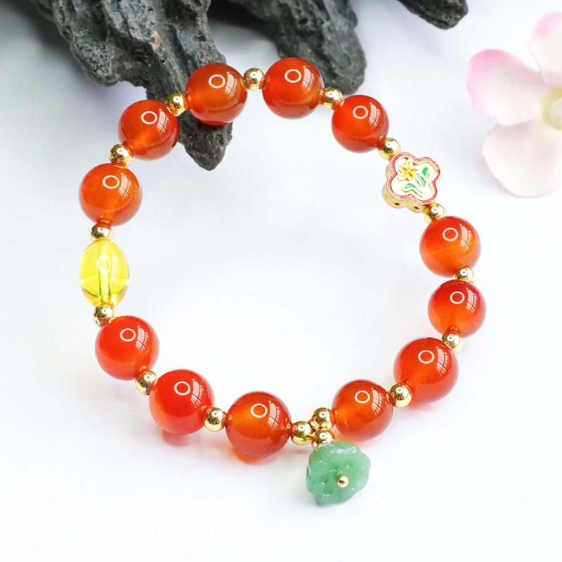 Picture of Jiyu natural red agate bracelet Lotus pear tassel chalcedony diy bracelet Caibao live generation MN2052402