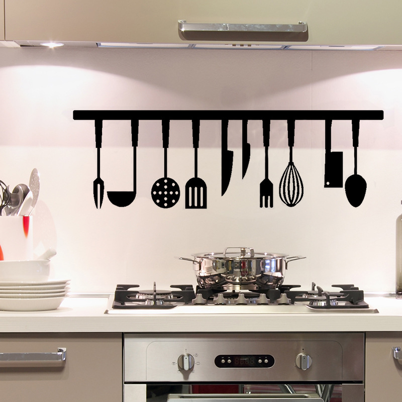New kitchen utensils stickers removable kitchen DIY decorative stickers monochrome PVC material wall stickers mural FX2004