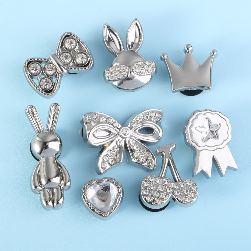 Summer New Cave Shoes Decorative Buckle Accessories silver Series Gem Metal Shoe Buckle Acrylic Upper Hardware Accessories