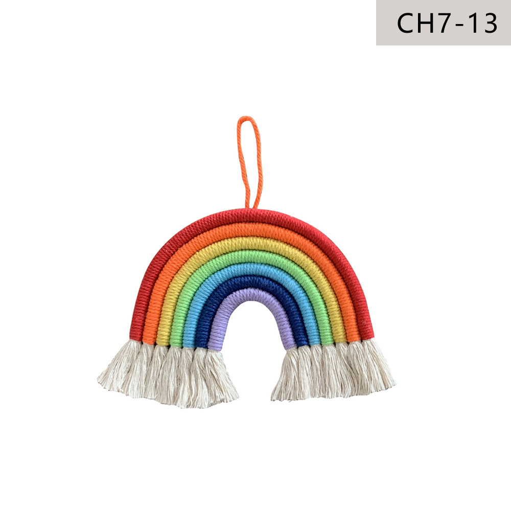 Picture of Rainbow Decoration Ins Unicorn Pendant Home Kidsren's Room Decoration Pendant Hand-Woven Rainbow Pendant Wall Decoration