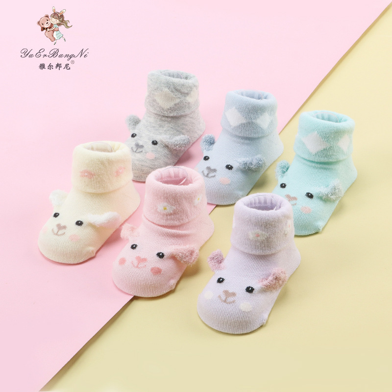 Picture of Newborn baby socks spring and autumn thin baby socks cartoon toddler floor socks dispensing non-slip 0-6 months children's socks