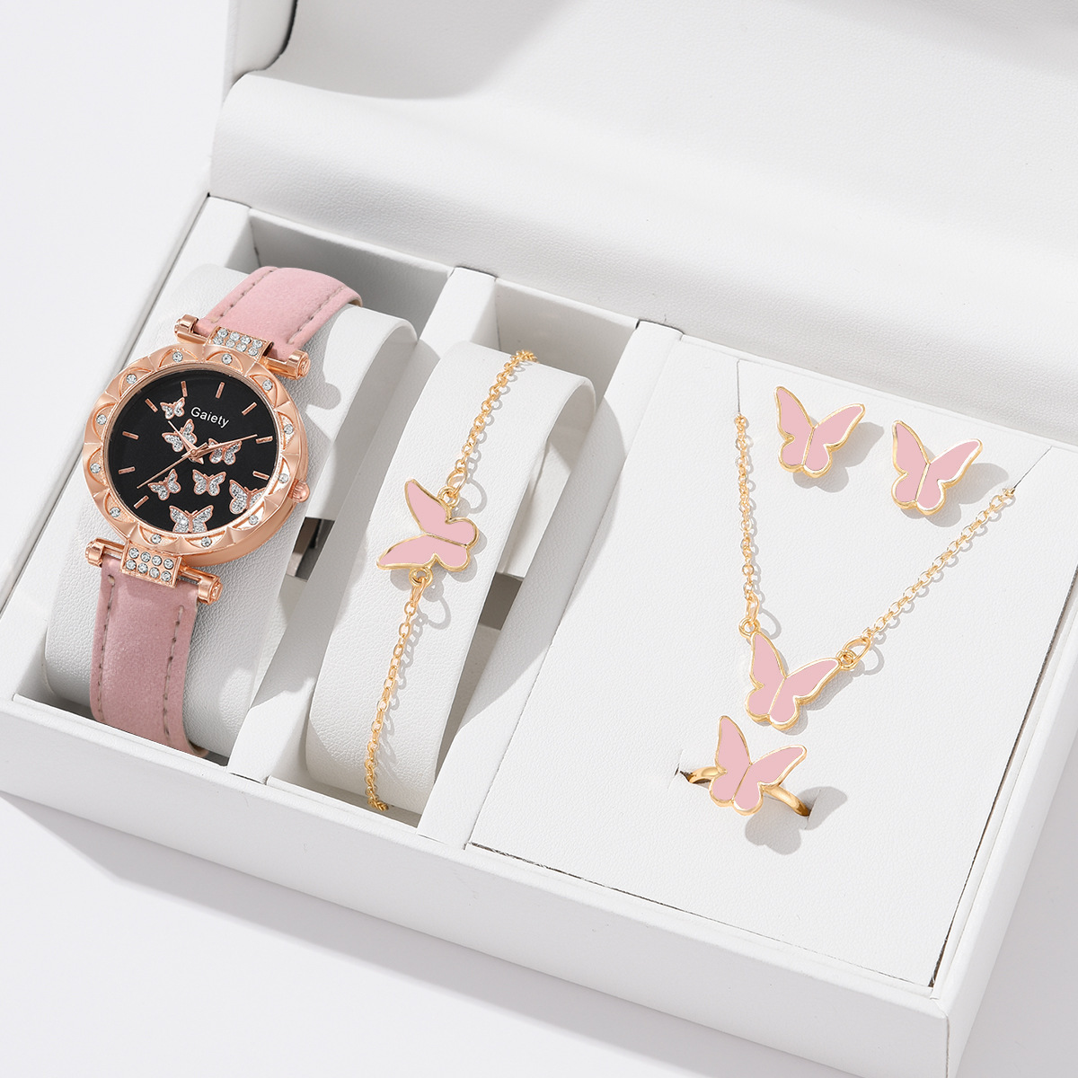 Picture of New TikTok Popular Women's Watch Fashion Personality Simple Watch Butterfly Digital Belt Watch Set