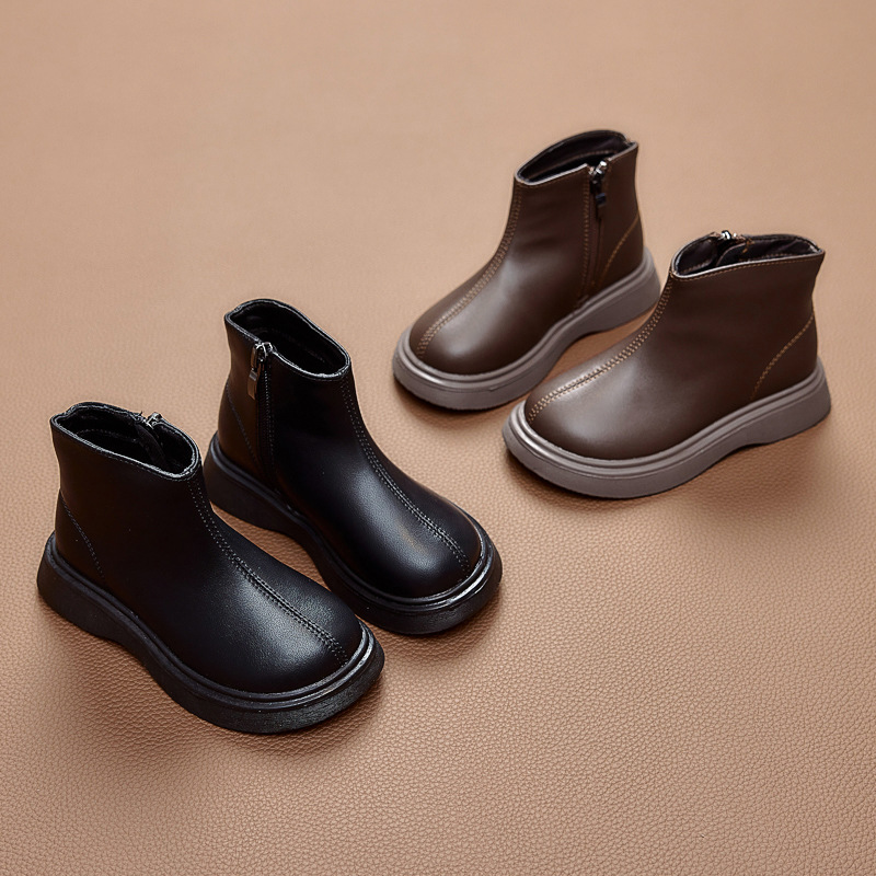 Girls' Boots Genuine Leather 2025 Autumn and Winter New Boys' Low-Top Kidsren's British Style Short Boots Korean Style Baby Boots