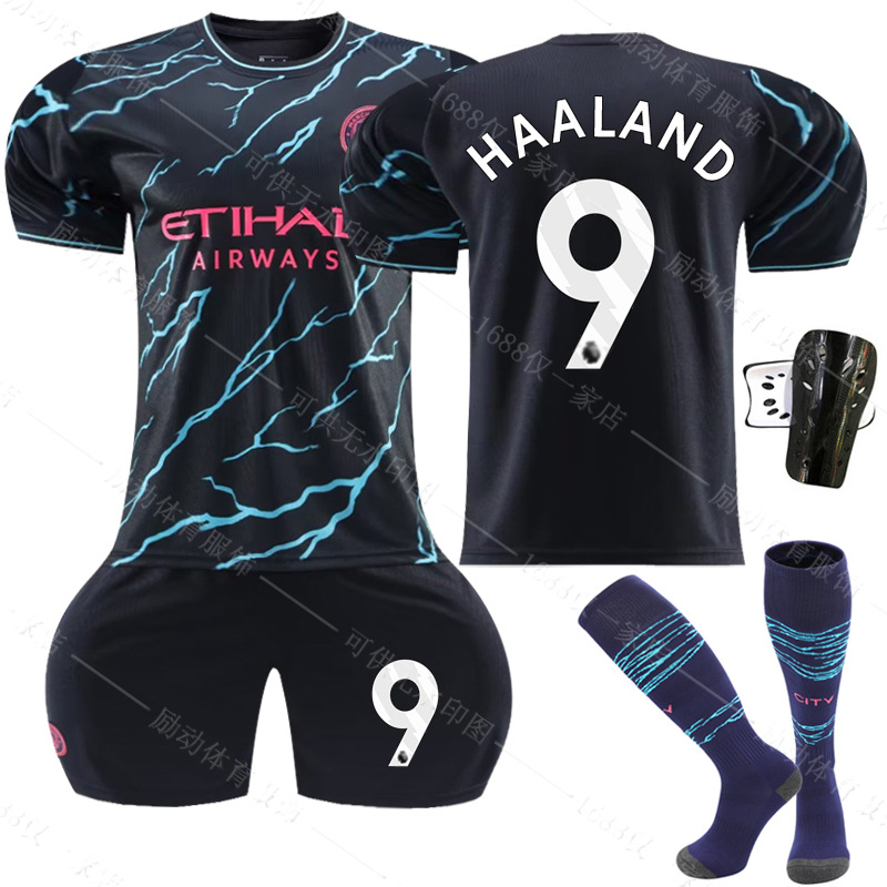 2324 Manchester City II away new black football uniform No. 9 Harland Jersey suit 17 de brauney 47 Forden