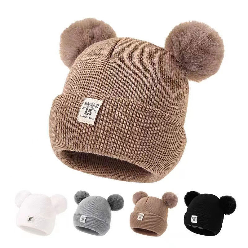 Autumn and winter baby hat warm male and female baby autumn and winter fetal hat infant newborn 0-12 months double layer
