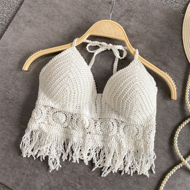 Picture of Sexy Camisole Lace-up Hollow Bohemian Ethnic Style Embroidered Inner Women's Top Bra