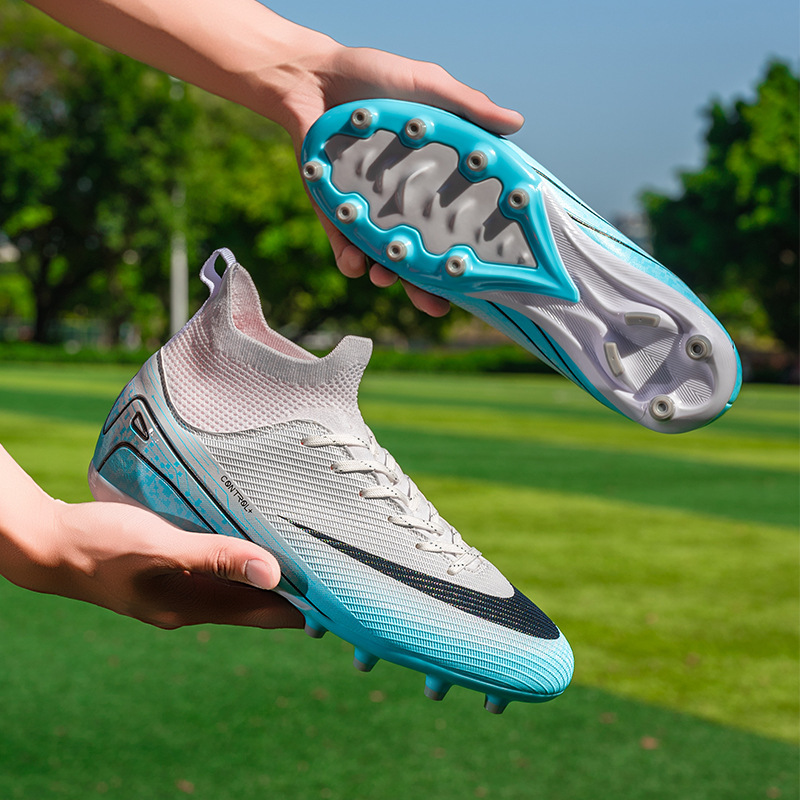 Cross-Border 2025 New Youth Ag Long Spike Tf Broken Spike High-Top Football Shoes for Men and Women Training Sports Shoes