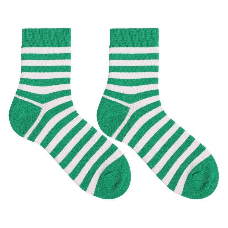 Amazon wish foreign trade green casual clover striped jacquard st patrick holiday thick cotton socks