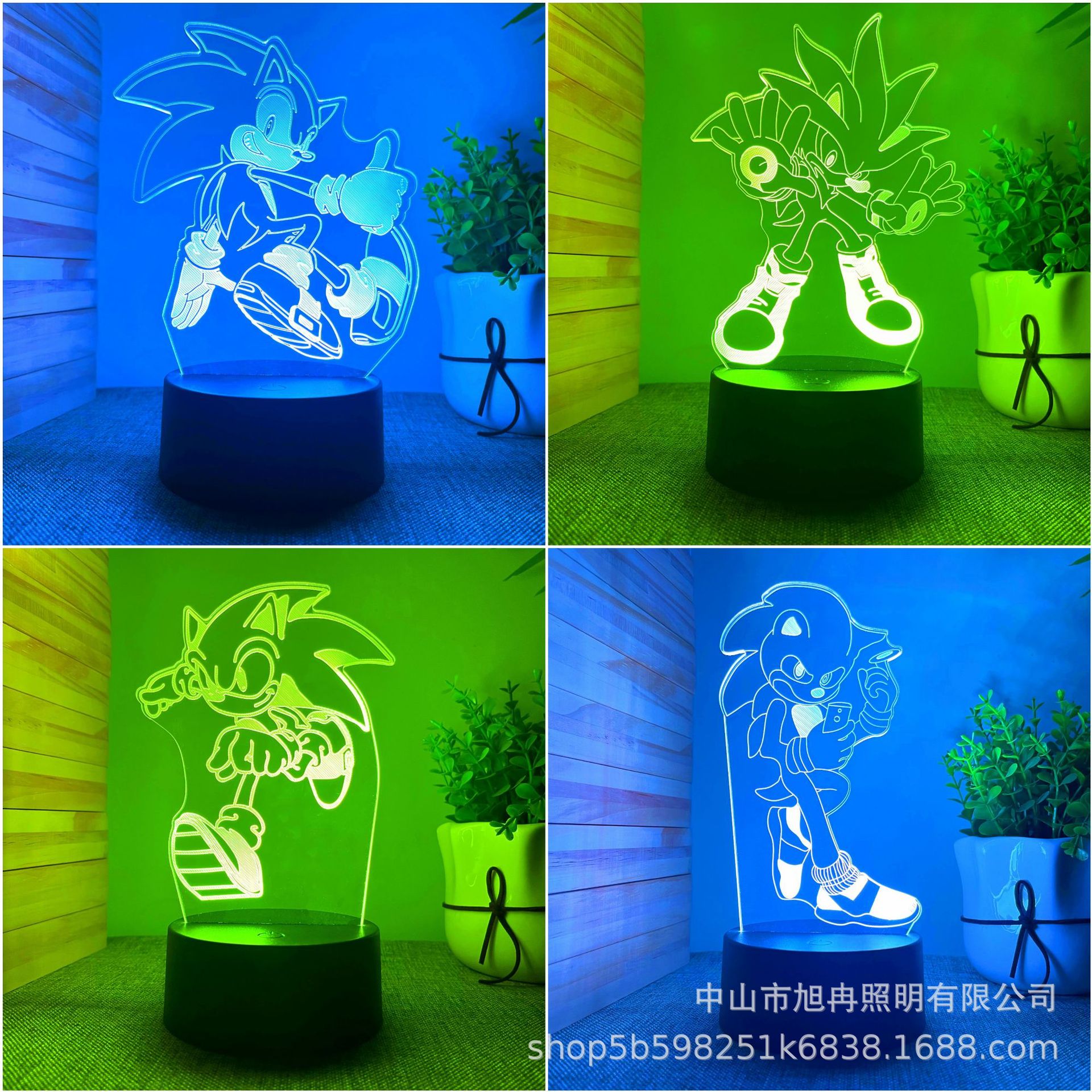 Cross-border 3D Nightlight Sonic Series USB Gift Light New Strange Atmosphere Light Colorful Touch 16 Color Remote Control