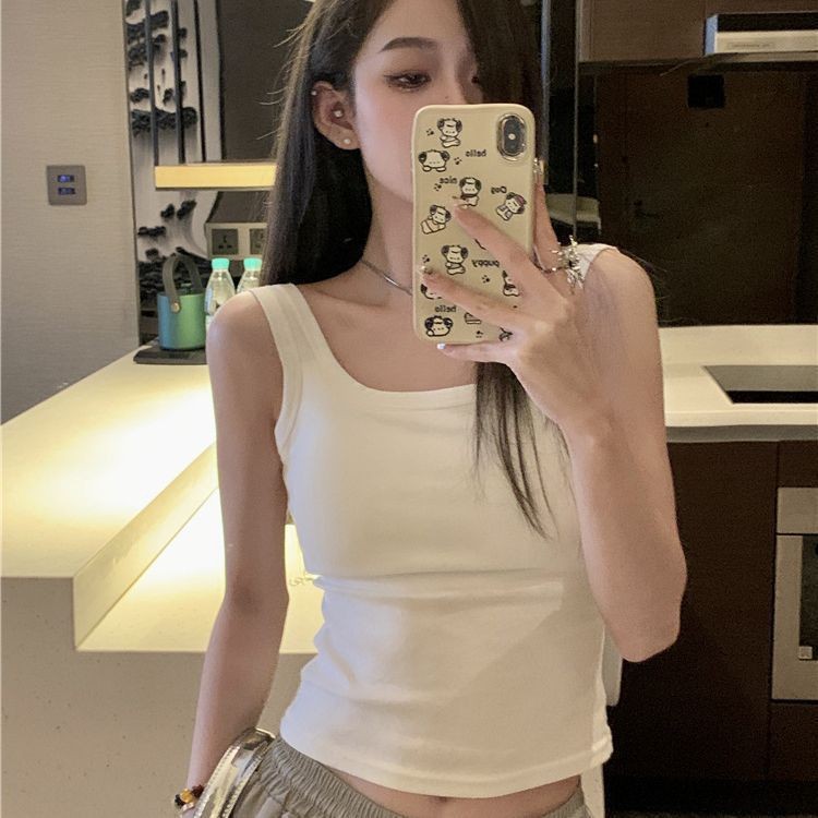 Women's Vest for Summer Outer Wearing with Chest Pad Wrapping Chest Tube Top without Steel Ring Seamless Anti-running Light Base White Top