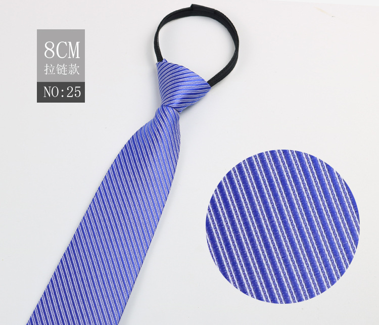 Picture of Factory Black Men's Tie Striped Blue Business Tie Lazy People Knot Free Zipper Tie in stock Wholesale