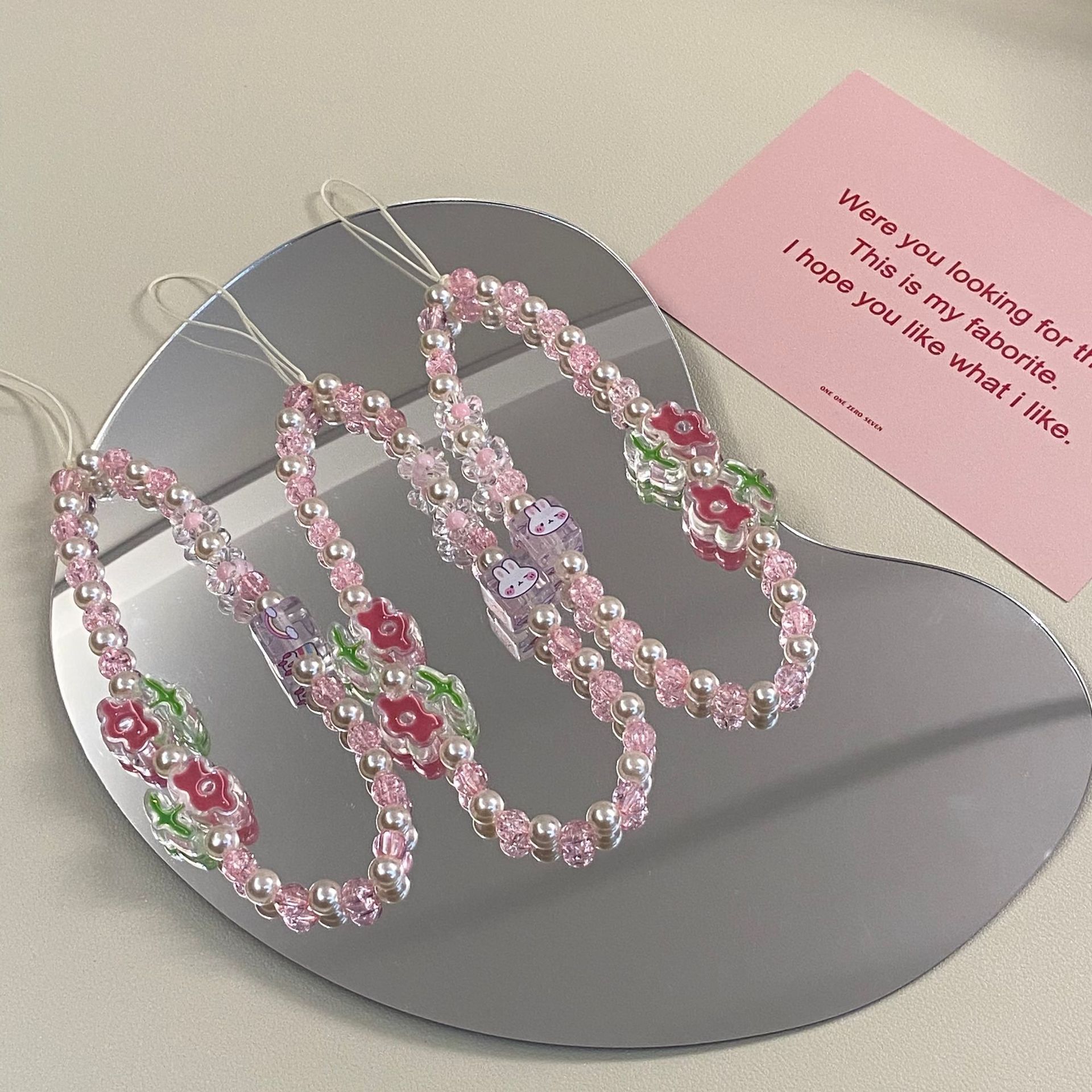 Rabbit and flower girl heart fashion pink mobile phone pendant mobile phone shell accessories mobile phone chain mobile phone decoration pendant