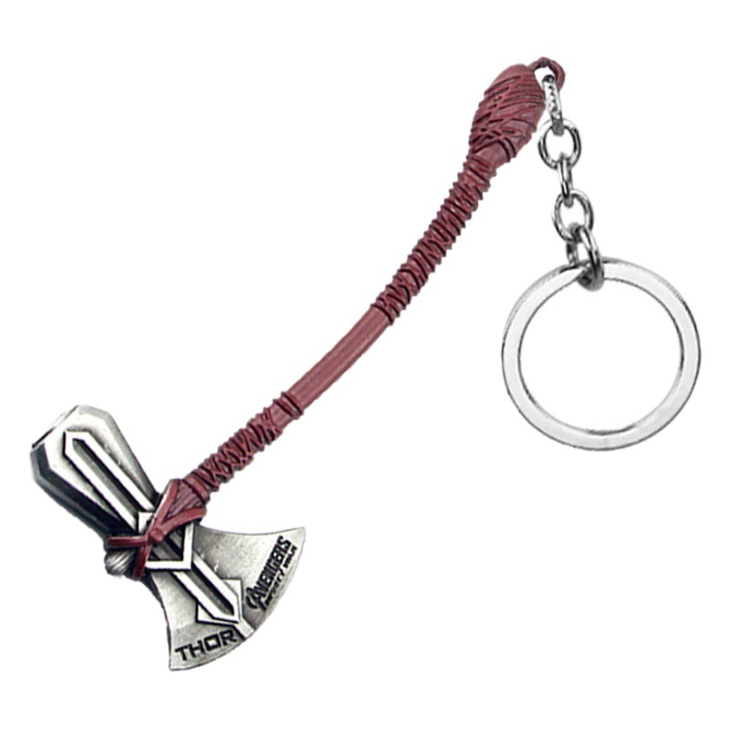 European and American film and television peripheral jewelry infinite war Thor hammer shape alloy keychain pendant small gift