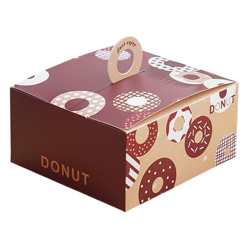 2-grain 4-grain doughnut packing box baking bread pastry box single 50g doughnut disposable packing box