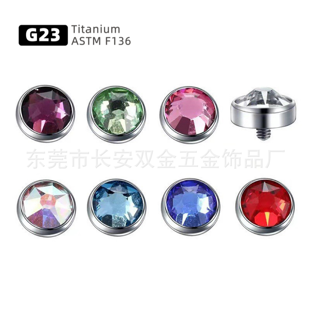 Picture of G23 titanium alloy skin implant nail embedded nail embedded Czech diamond embedded bone nail with base puncture jewelry