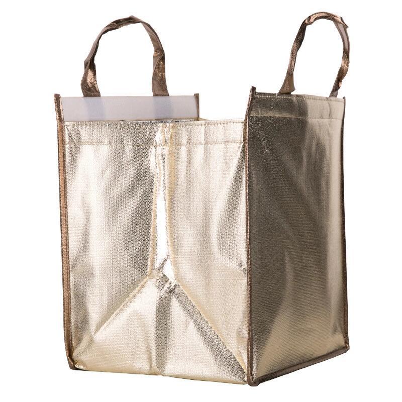 Picture of 6-inch 8-inch cake insulation bag in stock non-woven laser aluminum film insulation bag takeaway ice bag can be printed logo