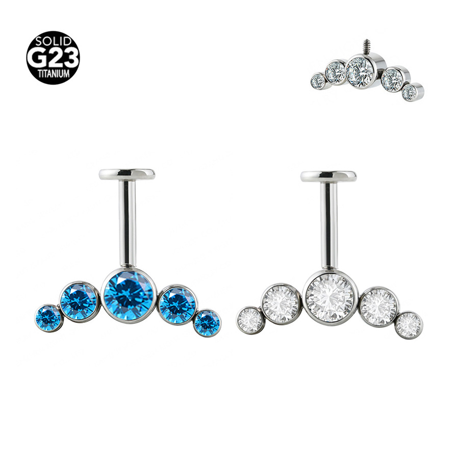 Picture of G23 titanium new upside down welding ball lip nail human body piercing jewelry titanium lip nail foreign trade piercing wholesale and retail