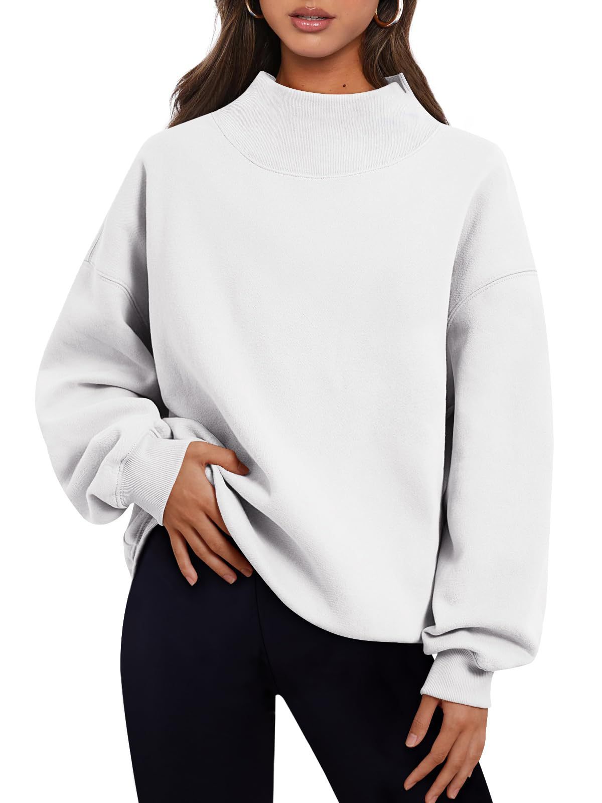 Picture of Amazon 2025 European and American Style Sweatshirt Long-Sleeved Turtleneck Pullover Sweatshirt Casual Sweatshirt Fleece-Lined Top for Women