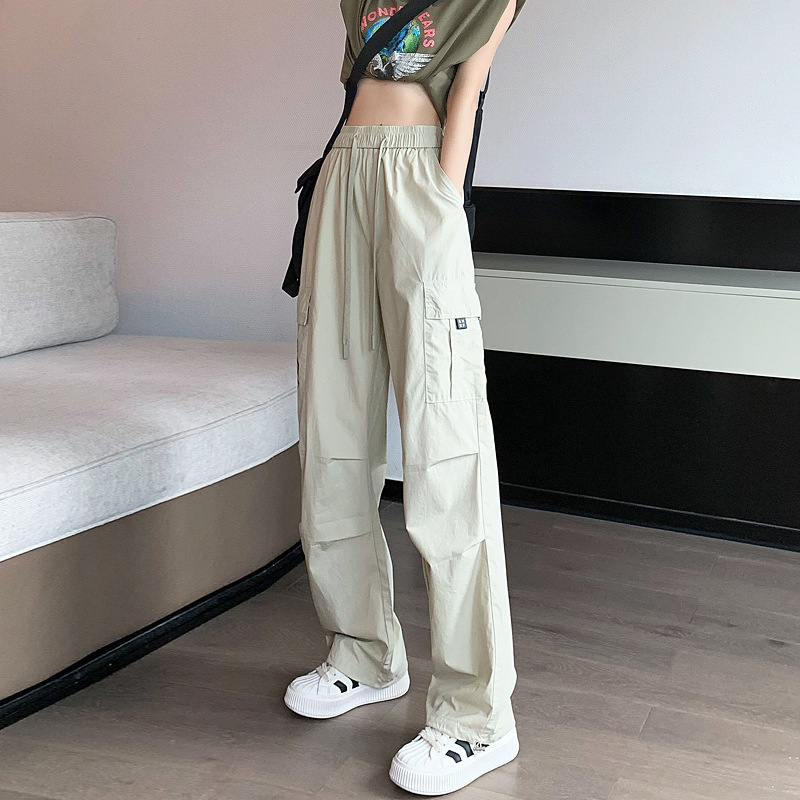 Overalls women's summer 2023 Summer high waist wide leg straight casual quick-drying American retro mountaineering sports pants wholesale